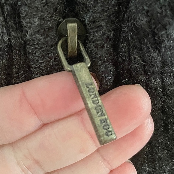 London Fog Mens Full Zip Sweater Cardigan Chunky Cable knit Wool blend Gray 2XL - Picture 14 of 14